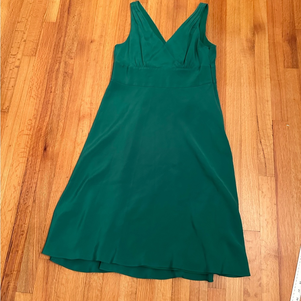 J.Crew Green Silk Sleeveless Midi Dress Womens, Size Medium, US 14 (#1)